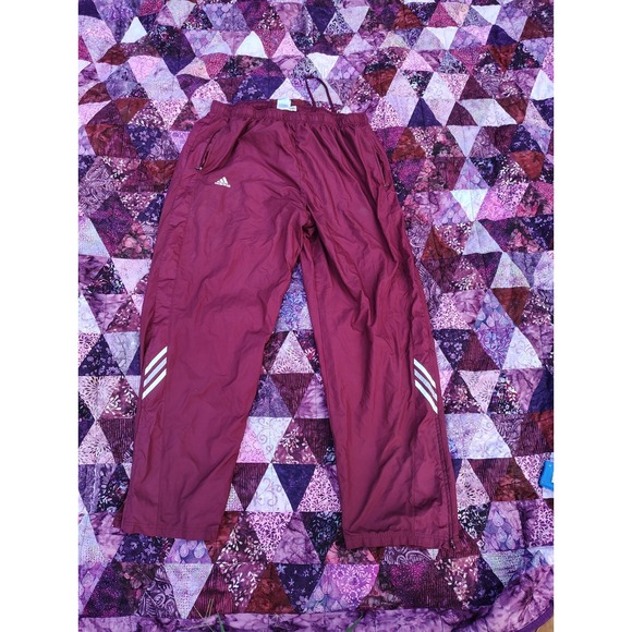 Vintage Y2K Adidas Windbreaker Track Pants Size 3XL 34in Inseam Baggy 3 Stripe - Picture 1 of 9